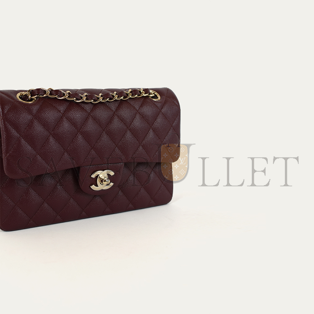 Ch*el medium flap bag burgundy (23*14.5*6cm)